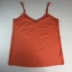 The Limited Coral Orange V-Neck Camisole Top Crochet Trim Adjustable Straps S